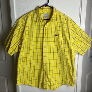 CARHARTT SHORT SLEEVE SHIRT YELLOW/BLUE PLAID Button Up Men’s SIZE XLARGE